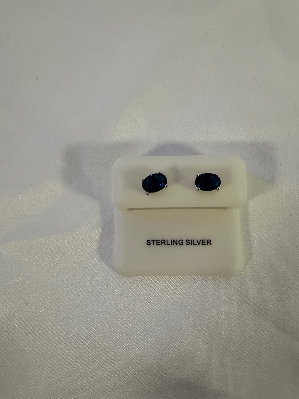 1995: Sterling Silver Blue Saphire Oval Stud Earrings